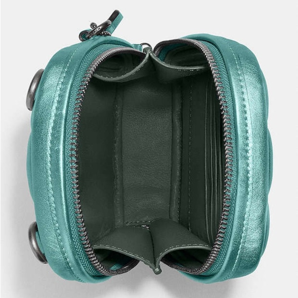 Coach Metallic Green Tall Camera Bag W/ Quilting Hard To Find NWT MSRP: $325.00 - Picture 10 of 16
